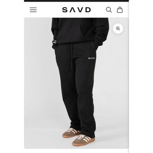 SAVD Black Jogger Sweatpants Logo Detail Drawstring Waist Women's Medium